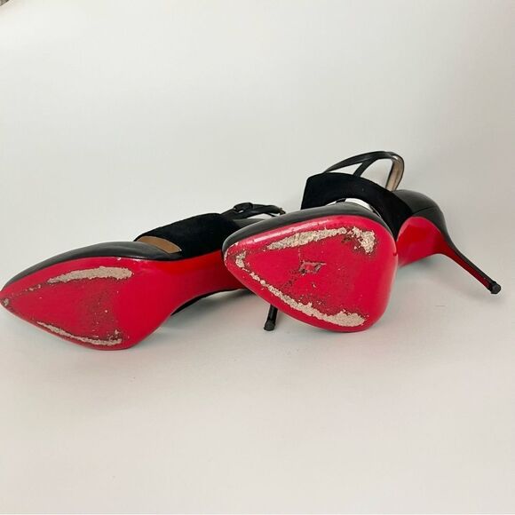Christian Loboutin Trotter Banded Ankle-Wrap Pump  Black EU 38.5 EUC - Picture 6 of 11